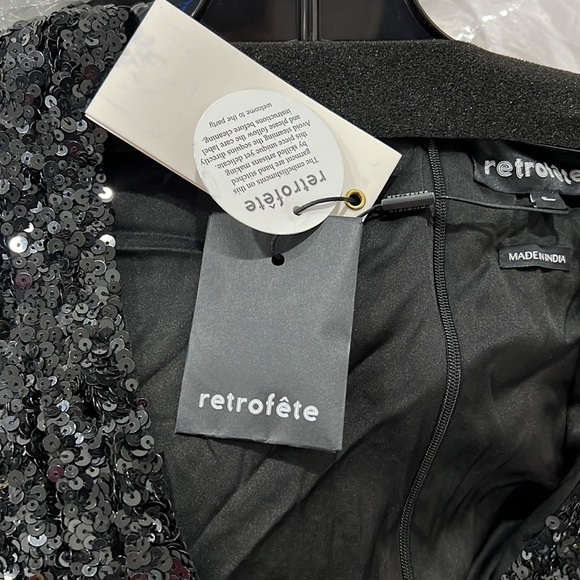 ‼️last call Retrofete Aubrey black sequence mini Long sleeve dress - Picture 8 of 8